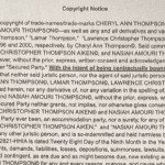 International Constructive Public Notice of Common Law Domus Copyright for Cheryl Ann Thompson, kindred, and progeny